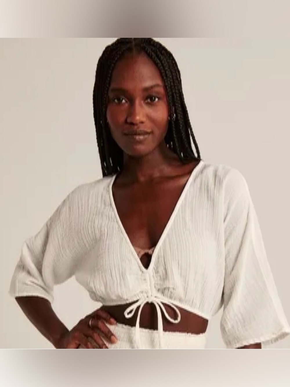 Abercrombie & Fitch White Gauze Beach Coverup Crop Top Medium Boho